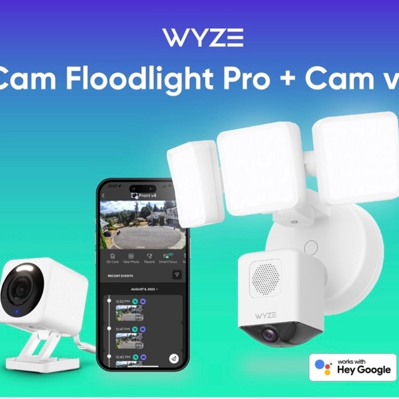 Wyze Cam Floodlight Pro + Wyze Cam V4 - AI Indoor/Outdoor Security Bundle - Picture 1 of 16